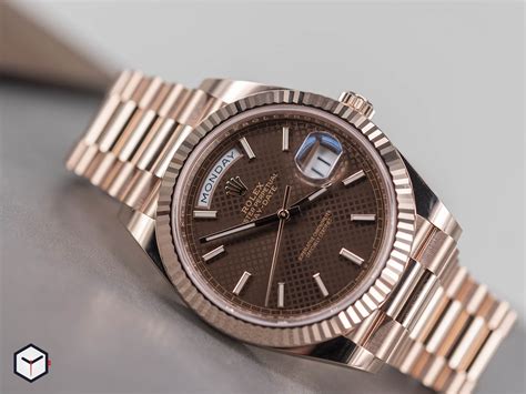 rolex chocolate diamond dial|rolex day date 228235.